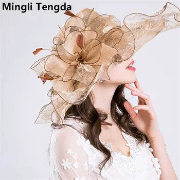 Mingli Tengda UV Protection Colorful Wedding Hat Big Flower Fashion Mesh Yarn Bridal Hat Big Feather Caps Chapeau Femme Mariage
Mingli Tengda UV Protection Colorful Wedding Hat Big Flower Fashion Mesh Yarn Bridal Hat Big Feather Caps Chapeau Femme Mariage