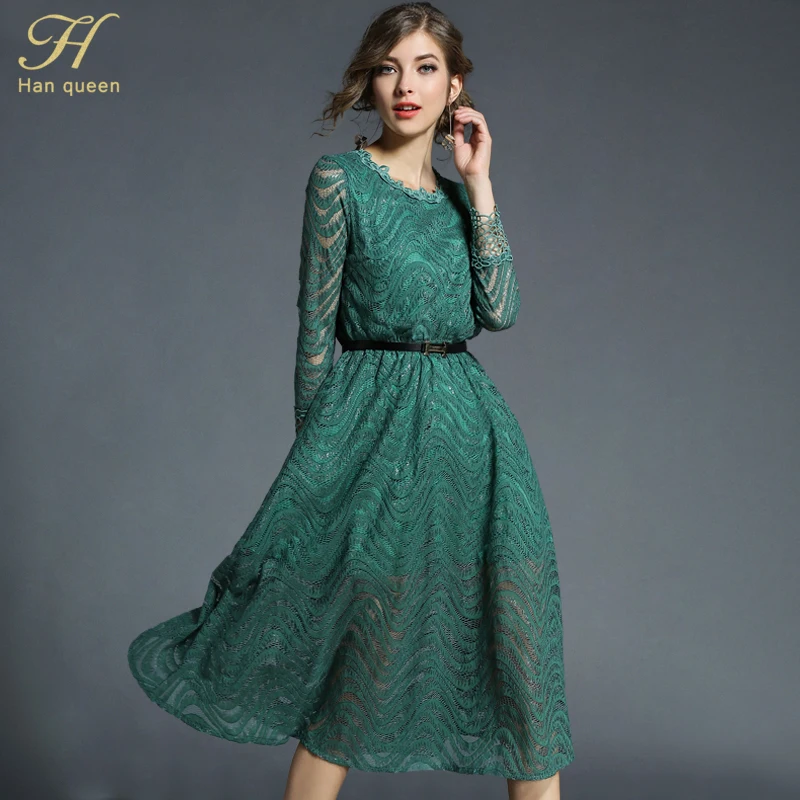 H Han Queen 2018 Spring Women Lace Dress Elegant Sexy Hollow Out Slim Long Dress Vintage Long Sleeve Dress Casual Work Vestido
H Han Queen 2018 Spring Women Lace Dress Elegant Sexy Hollow Out Slim Long Dress Vintage Long Sleeve Dress Casual Work Vestido