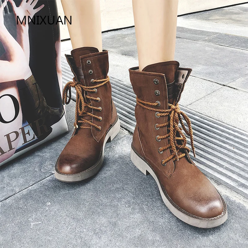 MNIXUAN Handmade high quality winter women shoes martin boots 2019 new retro sheepskin block medium heels lace up short boots 
MNIXUAN Handmade high quality winter women shoes martin boots 2019 new retro sheepskin block medium heels lace up short boots