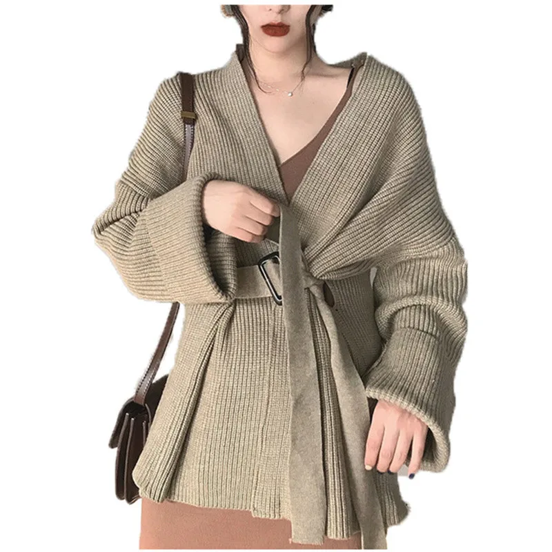 

RUGOD Winter Sweater Women Solid Cardigans Long Sleeve Sashes Knitted Women Tops Autumn Winter Clothes pull hiver femme 2019