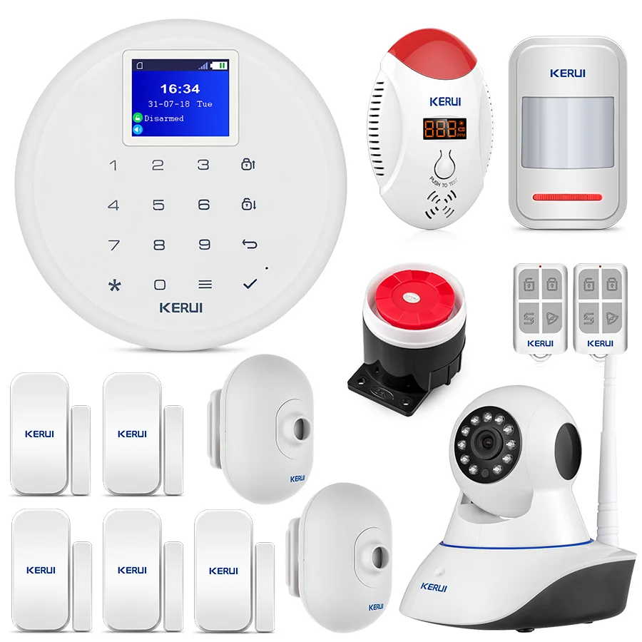 

KERUI G17 Home Alarm GSM Security Alarm 1.7 Inch TFT Touch Screen System Smoke Motion Detector smart Security With IP camera