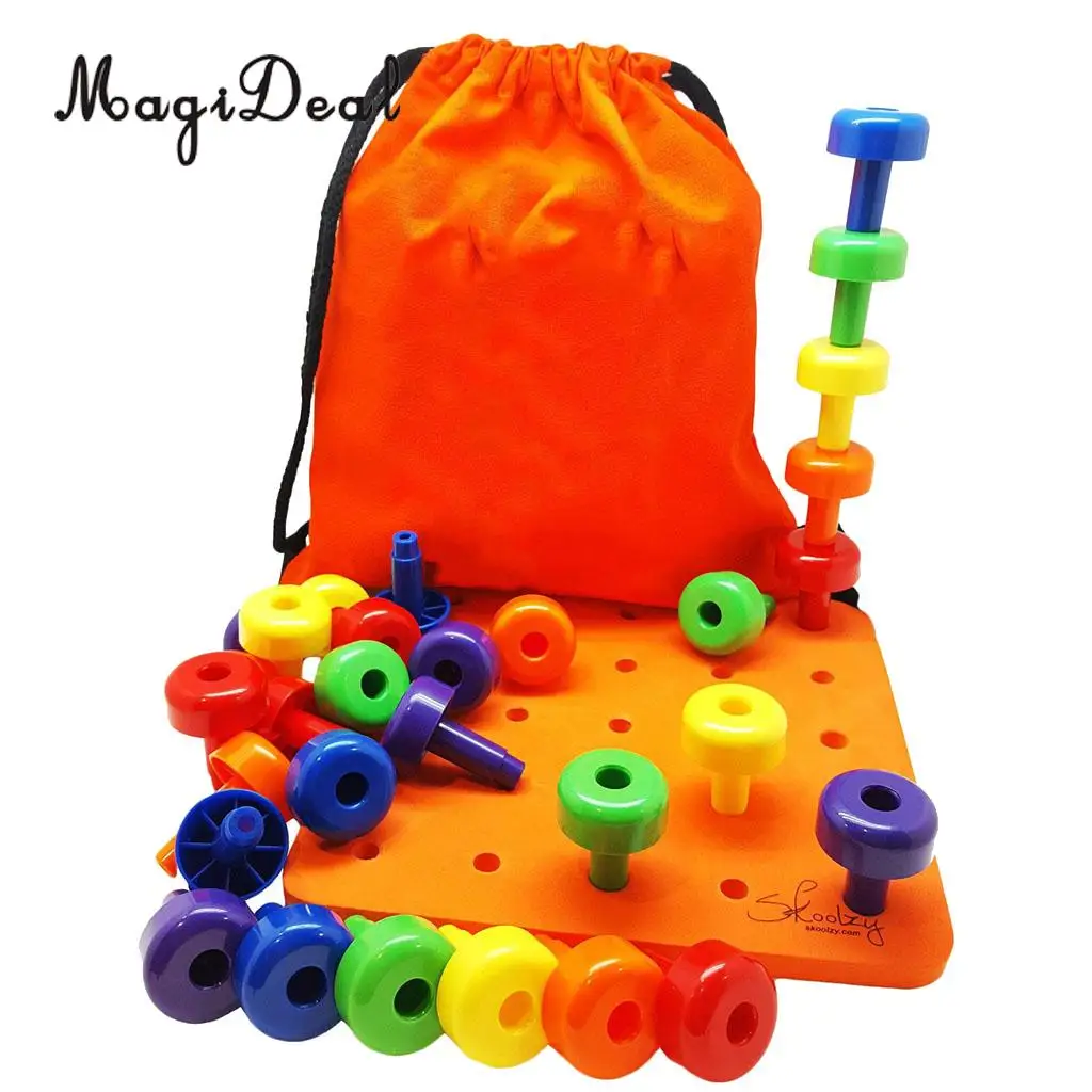 MagiDeal пластик Сортировка Pegboard дорожные игрушки дети ребенок играть 30 колышков