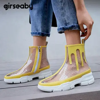 Girseaby Ankle boots Women round toe flats PVC zipper transparent clear Size 40 Yellow White summer casual shoes botines E188
Girseaby Ankle boots Women round toe flats PVC zipper transparent clear Size 40 Yellow White summer casual shoes botines E188