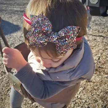 10pcs/lot Baby Girl Glitter Bow Plastic Headband Baby Photo Props