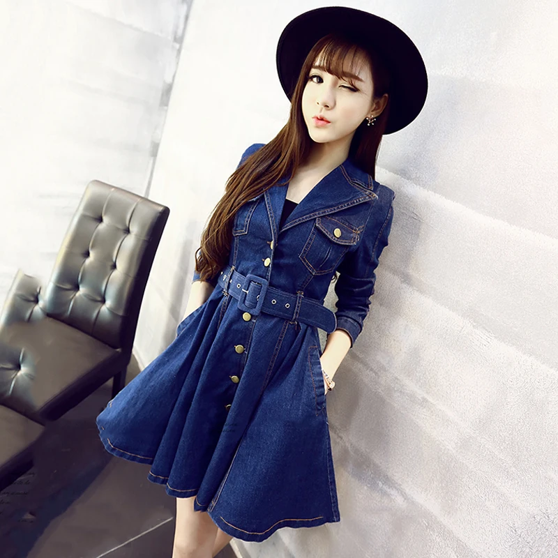 4xl plus big size women clothing 2017 spring autumn winter korean vestidos thin denim dress female A2689
4xl plus big size women clothing 2017 spring autumn winter korean vestidos thin denim dress female A2689