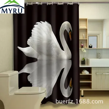 MYRU Waterproof polyester shower curtains art swan 3D shower curtain black shower curtains unique shower curtain for bathroom
MYRU Waterproof polyester shower curtains art swan 3D shower curtain black shower curtains unique shower curtain for bathroom