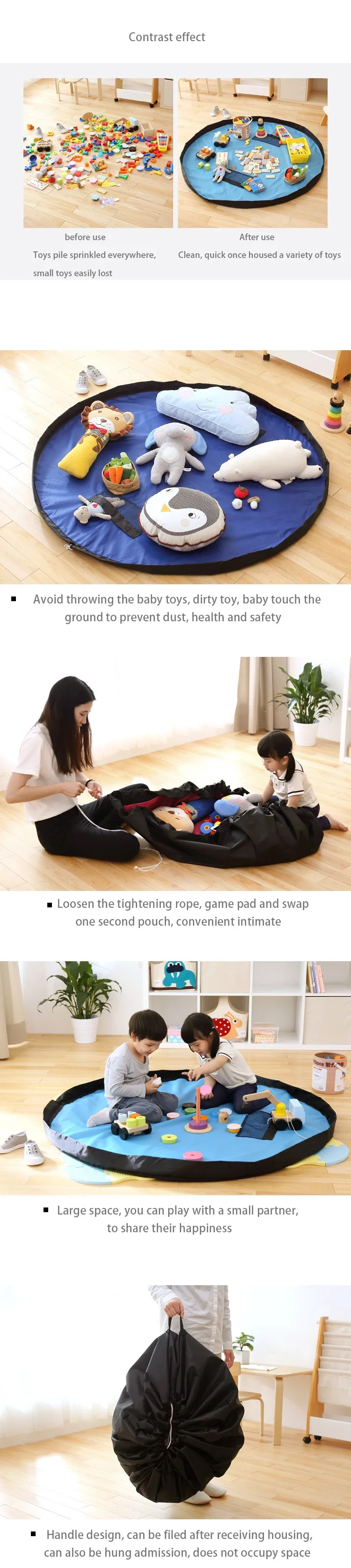 משטח פעילות מתקפל לתינוקות - מזרן עגול מתוחם משטח פעילות מתקפל לתינוקות - מזרן עגול מתוחם