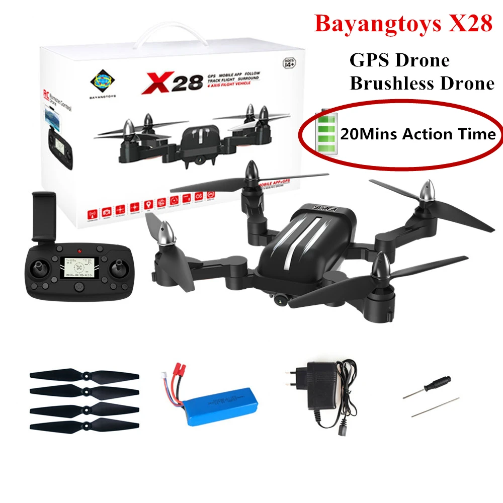 

Bayangtoys X28 Quadcopter GPS Brushless RC Drone With Camera 5G 1080P FPV WIFI 600m Remote Distance Foldable Dron VS CG033 B5W