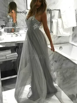 Simple Silver Evening Dress Spaghetti Strap Appliques Tulle Long Evening Dresses Sexy Backless Graduation Junior Prom Dress 2019
Simple Silver Evening Dress Spaghetti Strap Appliques Tulle Long Evening Dresses Sexy Backless Graduation Junior Prom Dress 2019