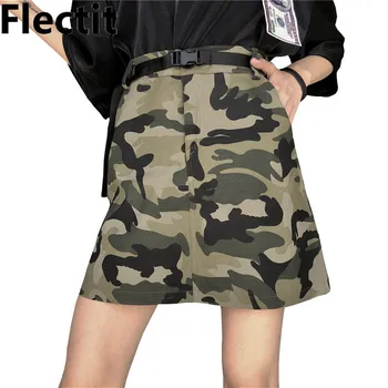 Flectit Women Camo Skirt With Belt High Waist Camouflage Printed Utility Cargo Mini Skirt Street Style Saia
Flectit Women Camo Skirt With Belt High Waist Camouflage Printed Utility Cargo Mini Skirt Street Style Saia