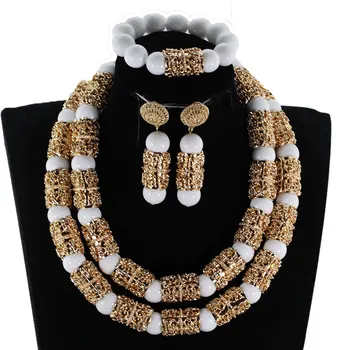 New White and Gold African Beaded Wedding Jewelry Set for Women Costume Bridal Statement Necklace Set Brides Gift NCL737
New White and Gold African Beaded Wedding Jewelry Set for Women Costume Bridal Statement Necklace Set Brides Gift NCL737