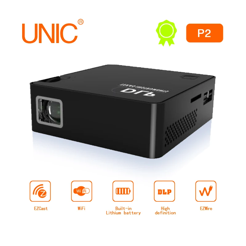 UNIC Convenient mini Projector P2 DLP HD 1920X1080P Built-in Battery Handheld Mobile Film Projector with USB flash drive
UNIC Convenient mini Projector P2 DLP HD 1920X1080P Built-in Battery Handheld Mobile Film Projector with USB flash drive