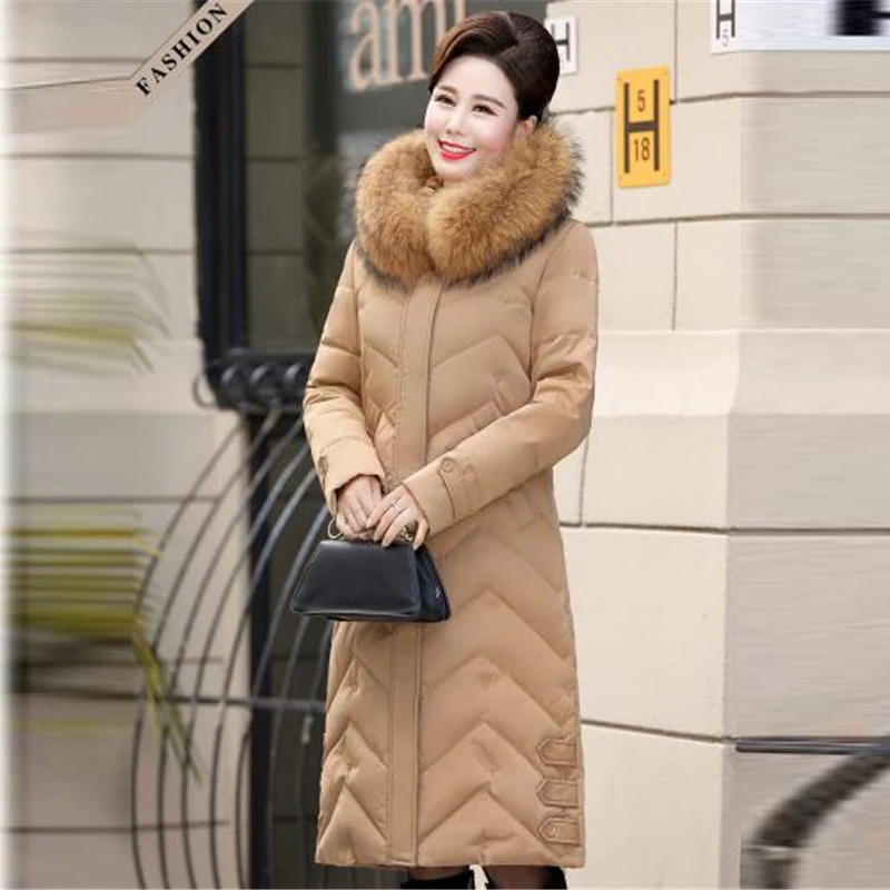 Middle-aged down jacket female 2018 high quality white duck down thick winter coat braids large fur collar women parka big size
Middle-aged down jacket female 2018 high quality white duck down thick winter coat braids large fur collar women parka big size