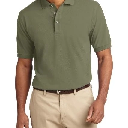 Port Authority K420 Mens Heavyweight Cotton Pique Polo T-Shirt Faded Olive - 2XL (1)