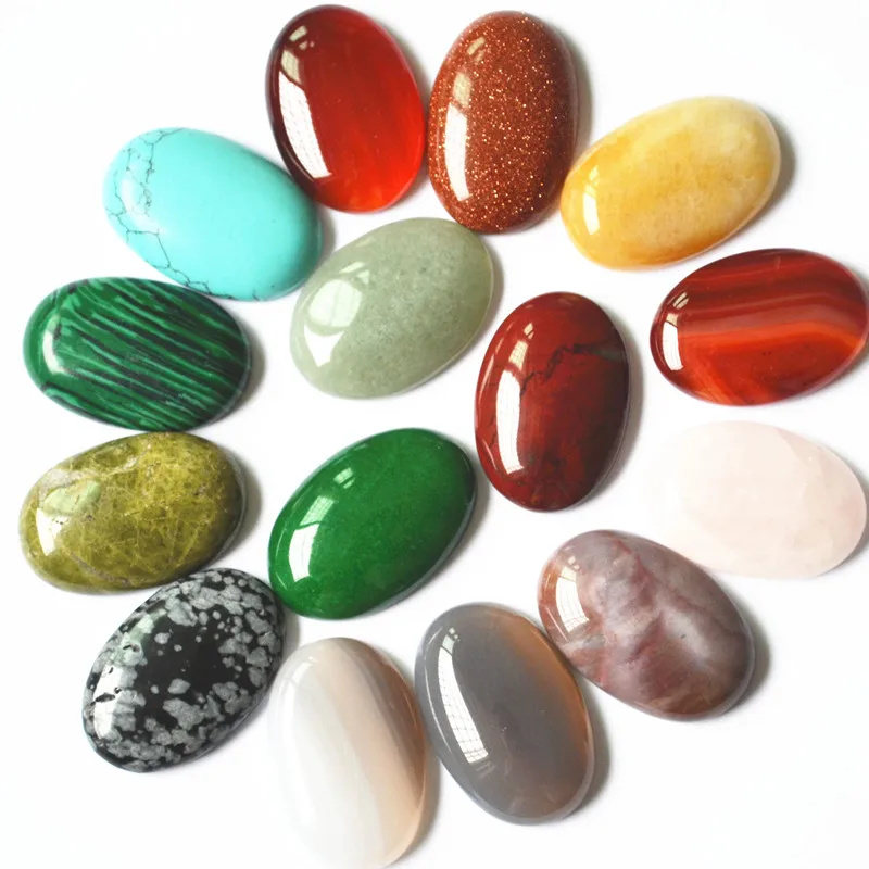 

Fashion mixed color natural stone Onyx Malay stone Tiger Eye Opal Howlite Carnelian Oval CAB Cabochons stone beads 30*20mm 10pcs