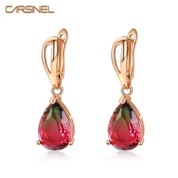 CARSINEL Brand Tourmaline color Water Drop Zirconia Hoop Earrings For Women Wedding Party Jewelry Bijouterie ER0587
CARSINEL Brand Tourmaline color Water Drop Zirconia Hoop Earrings For Women Wedding Party Jewelry Bijouterie ER0587