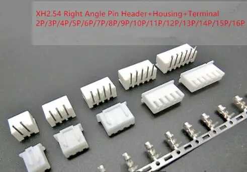 

XH2.54 2P 3P 4P 5P 6P 7P 8P 9P 10P 11P 12P 13P 14P 15P Connector 2.54mm Right Angle Male Pin Header+Housing+Terminal Resistor