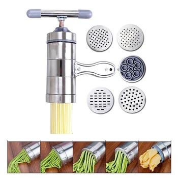 Stainless Steel Manual Pasta Maker Noodle Making Machine Spaghetti Press Including 5 Different Molds Kitchen Gadgets Accessories
Stainless Steel Manual Pasta Maker Noodle Making Machine Spaghetti Press Including 5 Different Molds Kitchen Gadgets Accessories