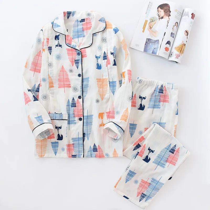 

NEW Autumn Thin Section Pajama Set Gauze Cotton Pregnant Women Postpartum Nursing Summer Pajamas Suits Breast Feeding Clothing