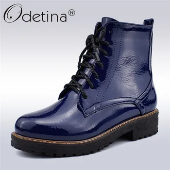 Odetina Women Patent Leather Comfortable Platform Ankle Boots Round Toe Lace Up Ankle Booties Martin Boots Non-slip Big Size 43
Odetina Women Patent Leather Comfortable Platform Ankle Boots Round Toe Lace Up Ankle Booties Martin Boots Non-slip Big Size 43