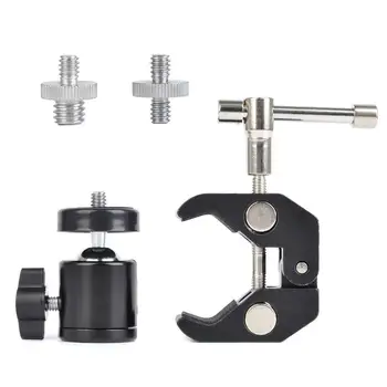 Super Clamp Mount Articulated Ball Head 1/4inch-20 Thread Hole Head and 1/4inch to 5/8inch Convertion Screw
Super Clamp Mount Articulated Ball Head 1/4inch-20 Thread Hole Head and 1/4inch to 5/8inch Convertion Screw