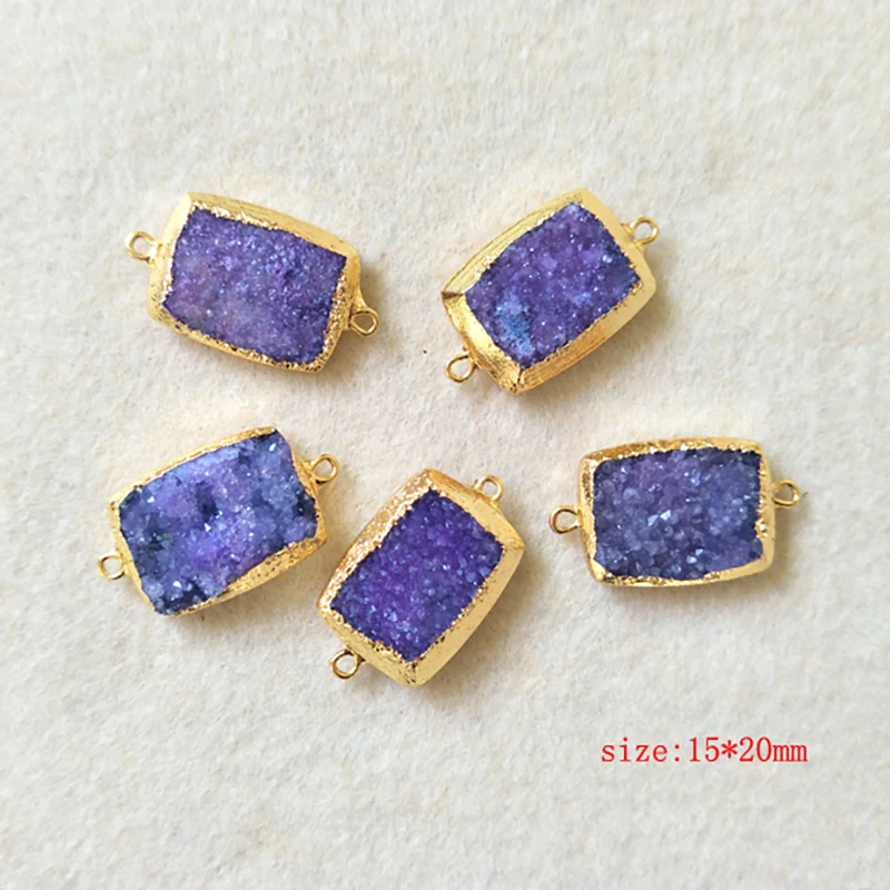 5pcs Natural Agat e amethyst geode Gold Plated Druzy Connector Drusy Gemstone Jewelry For DIY Making Bracelet necklace CT08 
5pcs Natural Agat e amethyst geode Gold Plated Druzy Connector Drusy Gemstone Jewelry For DIY Making Bracelet necklace CT08