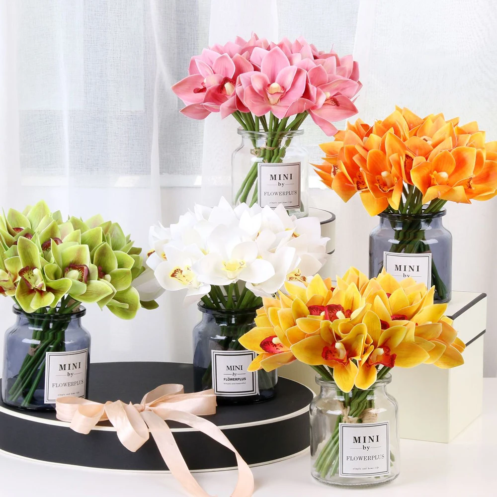 6Pcs/Set Artificial Flowers Orchid Real Touch Cymbidium Flower Bridal Bouquet Wedding Flowers Decoration For Table Arrangement
6Pcs/Set Artificial Flowers Orchid Real Touch Cymbidium Flower Bridal Bouquet Wedding Flowers Decoration For Table Arrangement
