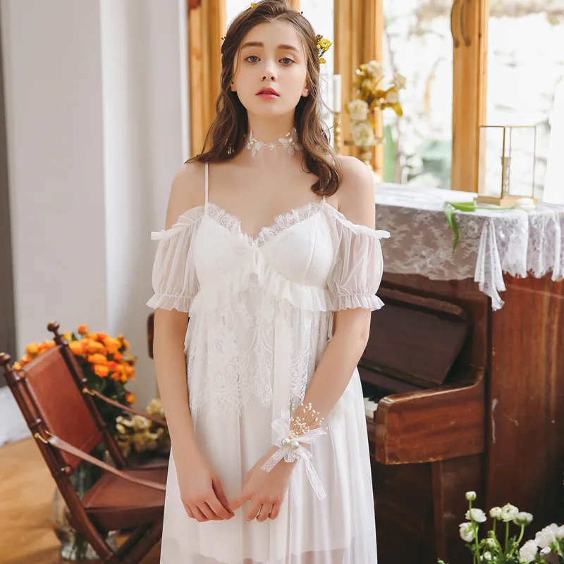 QWEEK White Lace Women Sleepwear Nightgown Princess Style Night Dress Off Shoulder Court Ladies Sexy Nightwear Summer 2019
QWEEK White Lace Women Sleepwear Nightgown Princess Style Night Dress Off Shoulder Court Ladies Sexy Nightwear Summer 2019
