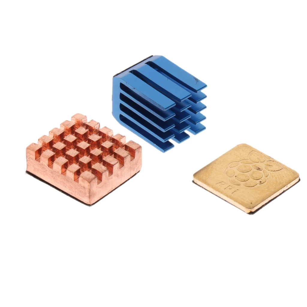 3Pcs Cooling Copper Heatsinks Kit Cooler & Adhesive Tape for Raspberry Pi 3 Copper Heat sink Cooler