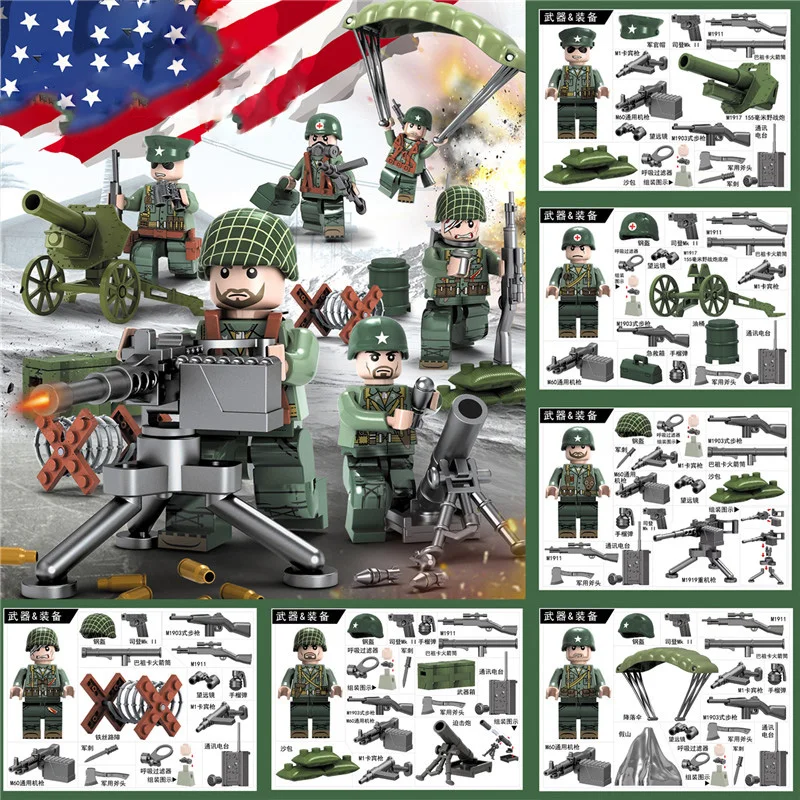 WW2 Pacific War USA Army Forces British Military Figures Sets Weapon Gun Soldier Model Building Block Brick Children Toy
WW2 Pacific War USA Army Forces British Military Figures Sets Weapon Gun Soldier Model Building Block Brick Children Toy