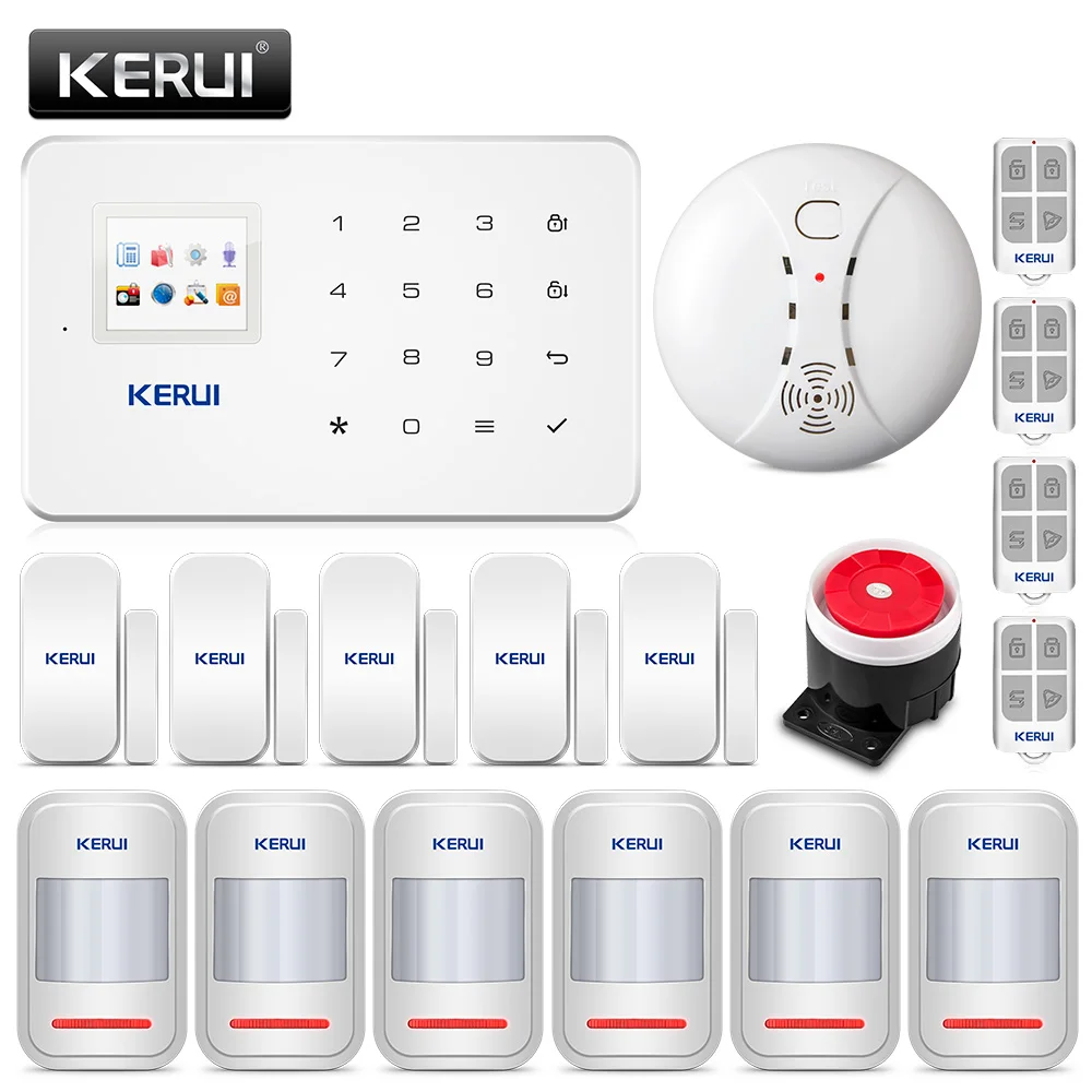 

KERUI G18 Wireless GSM Burglar Home Security Alarm System House Protection Kit Phone APP Remote Control With Smoke Detector