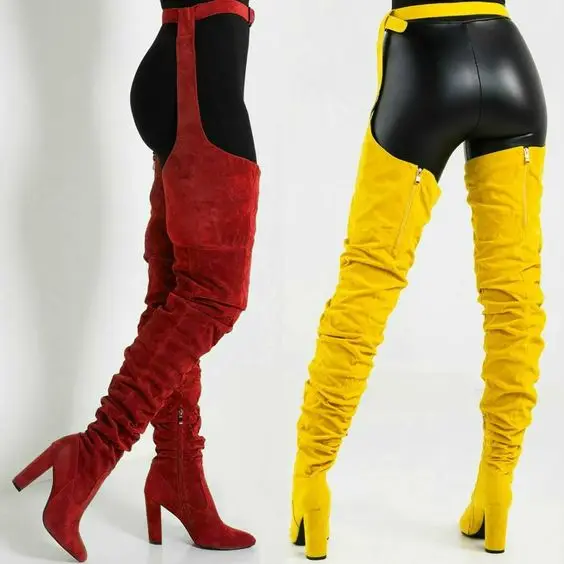 Dipsloot Women Sexy Square High Heels Zip Thigh High Waist Boots Ladies Flock Pointed Toe Over Knee Boots Girls Trousers Boots
Dipsloot Women Sexy Square High Heels Zip Thigh High Waist Boots Ladies Flock Pointed Toe Over Knee Boots Girls Trousers Boots