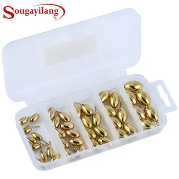 

41Pcs Assorted Copper Sinker Bulk Set Box Elliptic Swivel Sinker Kit Casting Drop Copper Sinker Fishing Tackle Accessories