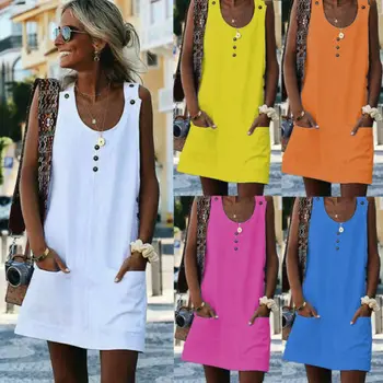 Women Lady Tank Top Dress Summer Casual Prom Party Loose Tunic Shirt Plain Casual Sleeveless Cool Solid White Short Vestido
Women Lady Tank Top Dress Summer Casual Prom Party Loose Tunic Shirt Plain Casual Sleeveless Cool Solid White Short Vestido