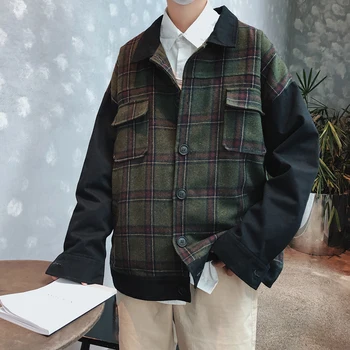 2018 Autumn Winter Male Fashion Tide Lattice Spelling Pattern Lapel Loose Casual Blackish Green/Khaki Color Jackets Coats M-2XL
2018 Autumn Winter Male Fashion Tide Lattice Spelling Pattern Lapel Loose Casual Blackish Green/Khaki Color Jackets Coats M-2XL