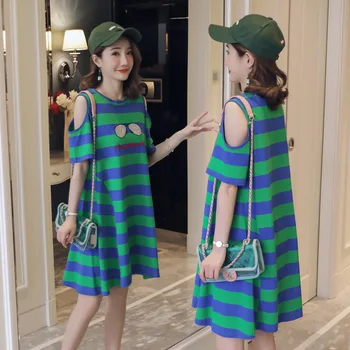 Women Clothing Strapless Short Sleeve Pregnant Maternity Dress Clothes Stripe Cartoon Cascul Summer women Dress for Pregnancy
Women Clothing Strapless Short Sleeve Pregnant Maternity Dress Clothes Stripe Cartoon Cascul Summer women Dress for Pregnancy