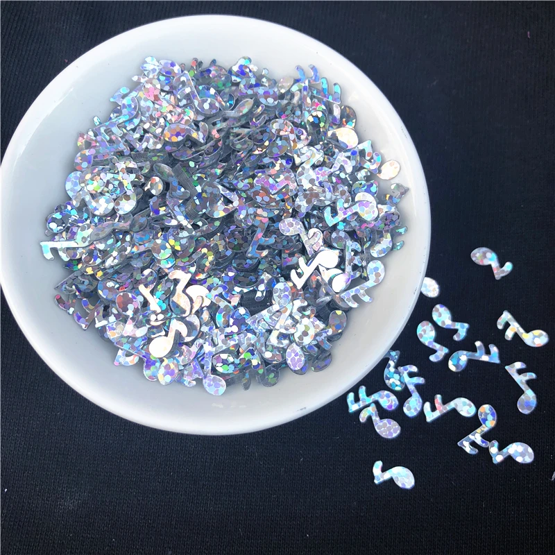 20g/Pack 4*10mm Laser Silver Music Note Shape Sequins Paillettes for Nails Beauty,Lady manicure,wedding decoration confetti
20g/Pack 4*10mm Laser Silver Music Note Shape Sequins Paillettes for Nails Beauty,Lady manicure,wedding decoration confetti