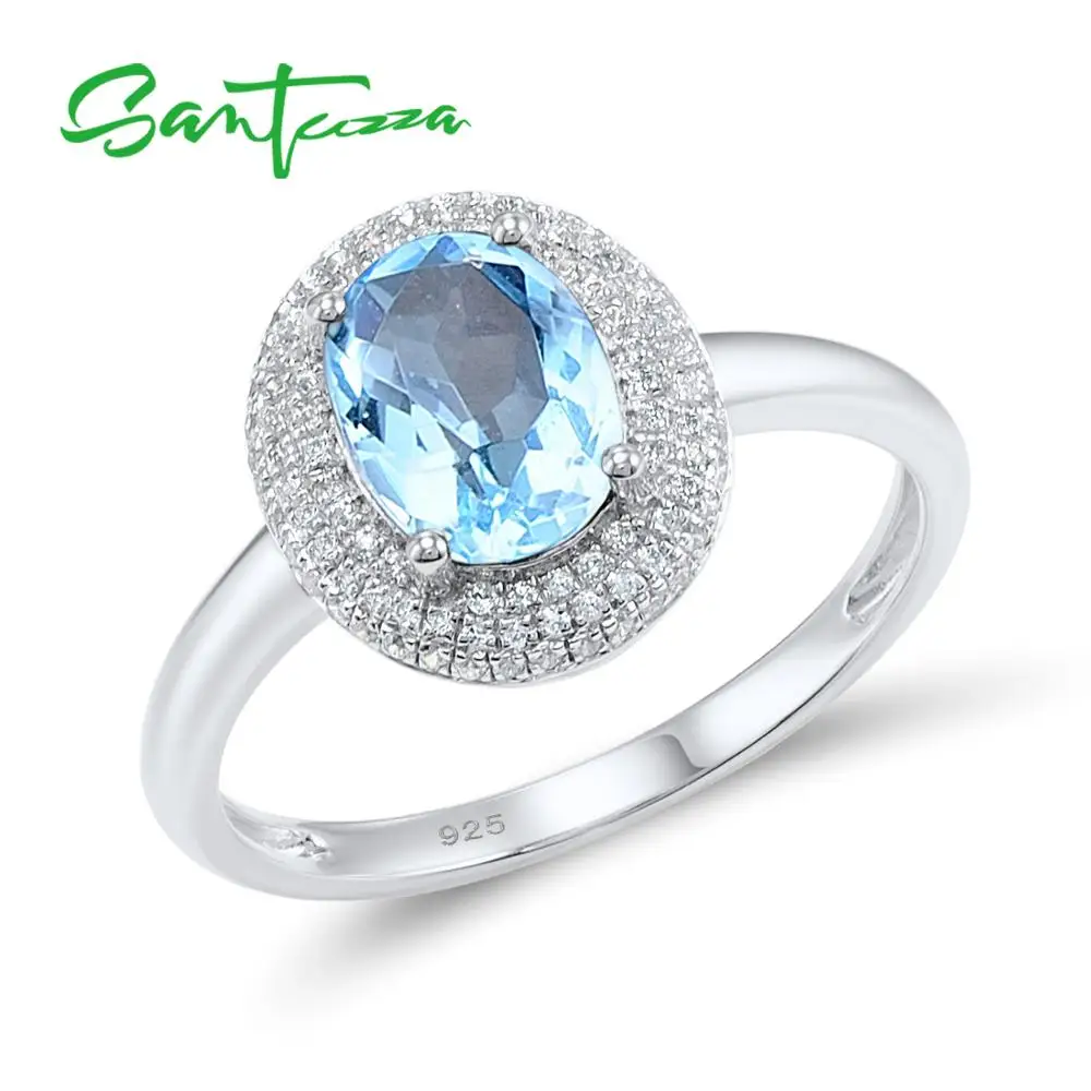 SANTUZZA Silver Rings for Women Engagement Wedding Ring Oval Sky Blue White CZ Pure 925 Sterling Silver Fashion Jewelry
SANTUZZA Silver Rings for Women Engagement Wedding Ring Oval Sky Blue White CZ Pure 925 Sterling Silver Fashion Jewelry