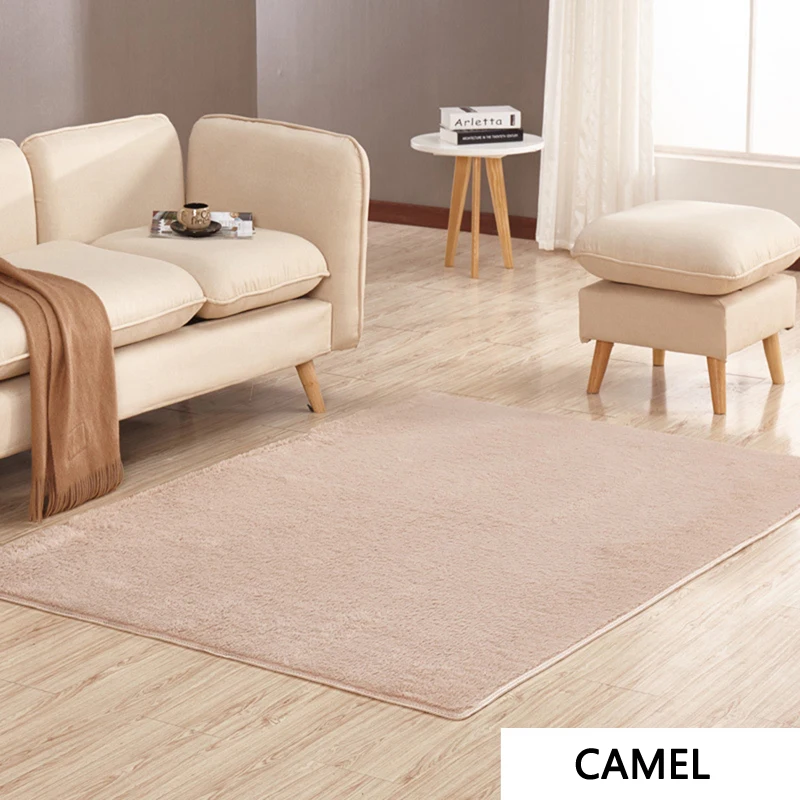 

EHOMEBUY Modern Rugs Rectangle Solid Color Camel Short Haired Floor Carpets For Bedroom Living Room Home Door Mats Anti Slip