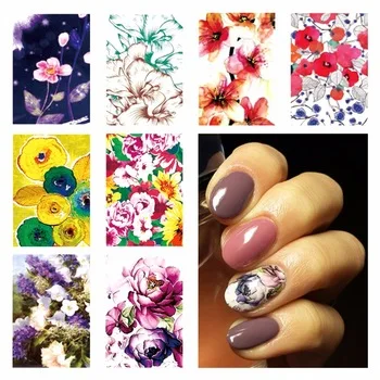 YZWLE 1 Sheet Optional DIY Chic Flower Designs Nail Art Beauty Flower Water Stickers Nails Decoration Decals Tools