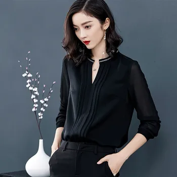 Embroidered Perspective Sleeve Women Chiffon Blouse 2020 Loose Pleated Threshold Black V-neck Long Sleeve Shirt
Embroidered Perspective Sleeve Women Chiffon Blouse 2020 Loose Pleated Threshold Black V-neck Long Sleeve Shirt