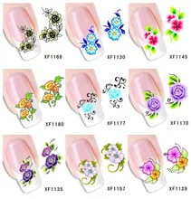60 hojas XF1121-XF1180 flor para manicura transfer de agua pegatina uñas envolturas de belleza hoja de esmalte calcomanías tatuajes temporales marca de agua(China)