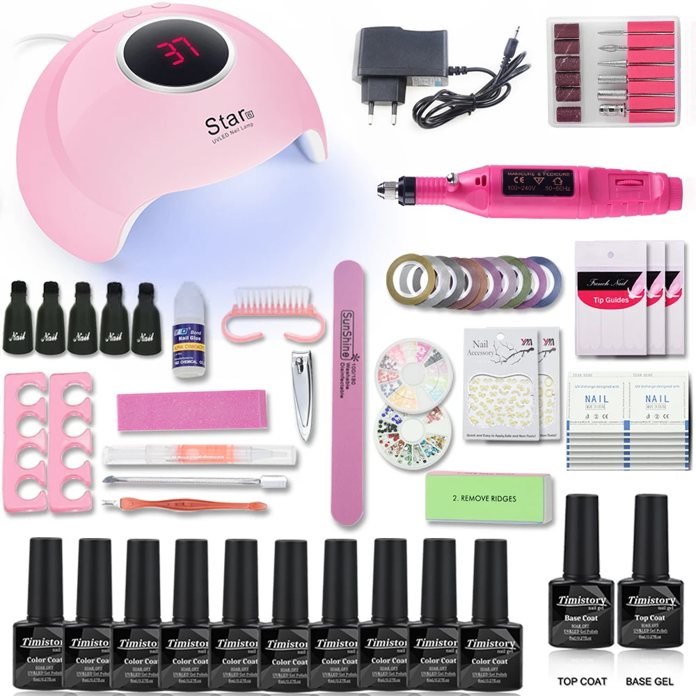 Nail Set 36W UV LED Lamp With 10pcs Nail Gel Polish Or No Gel Polish Pedicure Manicure Tools Set 1Top 1Base For Nail Art Tools
Nail Set 36W UV LED Lamp With 10pcs Nail Gel Polish Or No Gel Polish Pedicure Manicure Tools Set 1Top 1Base For Nail Art Tools