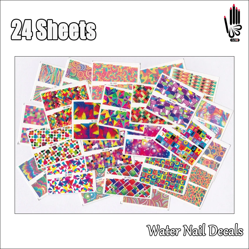 Nail 24Sheets/Lot Mixed 24 Designs Full Cover Colorful Shape Nail Art Water Sticker Decal For Nail Art Decoration 24-13
Nail 24Sheets/Lot Mixed 24 Designs Full Cover Colorful Shape Nail Art Water Sticker Decal For Nail Art Decoration 24-13