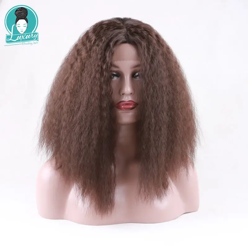 Luxury For Braiding 14inch Short Brown Color Kinky Curly Heat Resistant Synthetic Glueless Lace Front Wig
Luxury For Braiding 14inch Short Brown Color Kinky Curly Heat Resistant Synthetic Glueless Lace Front Wig