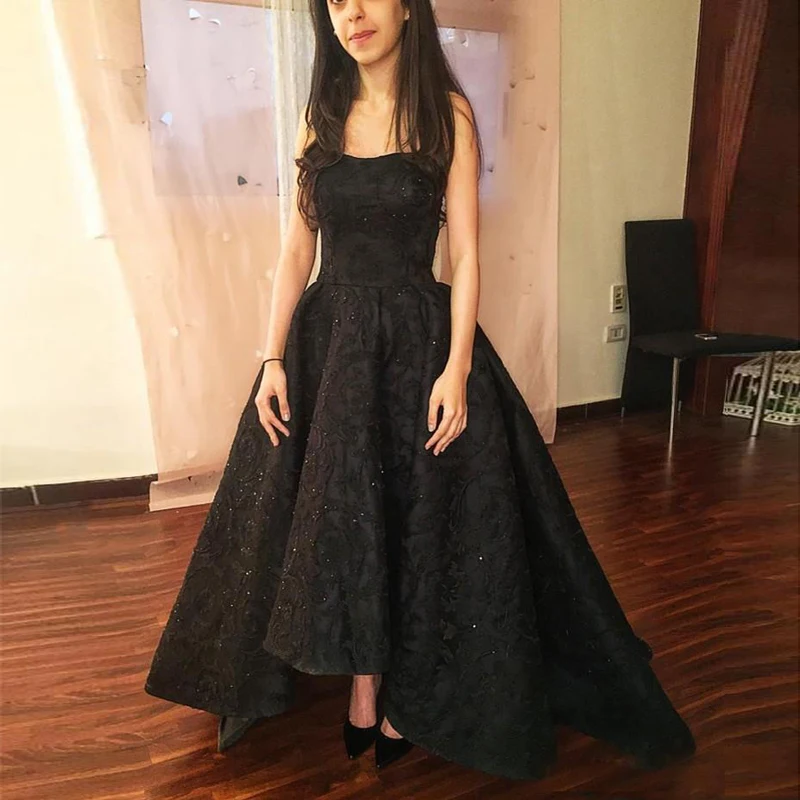 Simple High-Low Black Prom Gowns 2018 Strapless Vintage Lace Vestido De Novia Long Train Formal Evening Gowns Custom Party Dress
Simple High-Low Black Prom Gowns 2018 Strapless Vintage Lace Vestido De Novia Long Train Formal Evening Gowns Custom Party Dress