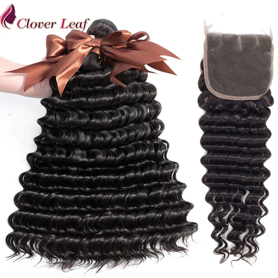 Clover Leaf Deep Wave Brazilian Human Hair With Closure Non-Remy Hair 3 Bundles With 4*4 Lace Closure Natural Hair Extensions
Clover Leaf Deep Wave Brazilian Human Hair With Closure Non-Remy Hair 3 Bundles With 4*4 Lace Closure Natural Hair Extensions