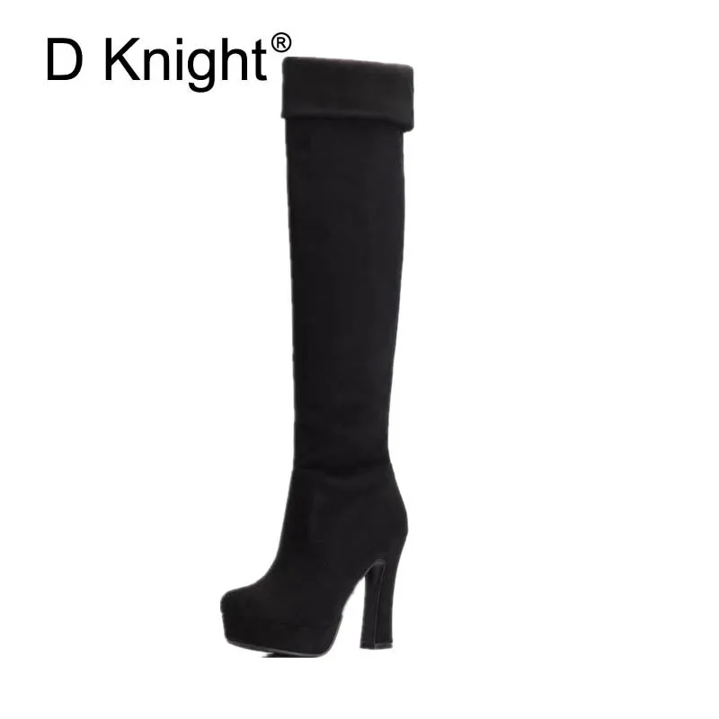 Ladies Casual High Heels Long Boots New Fashion Flock Round Toe Platform High Heeled Women Over The Knee Boots Female Slim Boots
Ladies Casual High Heels Long Boots New Fashion Flock Round Toe Platform High Heeled Women Over The Knee Boots Female Slim Boots