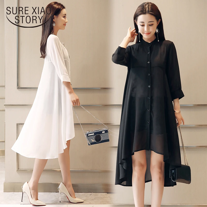 Summer Chiffon Blouse Women Stand Collar Loose Tops Blouses Plus Size Chiffon Kimono Cardigan boho Black White Shirts 4534 50
Summer Chiffon Blouse Women Stand Collar Loose Tops Blouses Plus Size Chiffon Kimono Cardigan boho Black White Shirts 4534 50