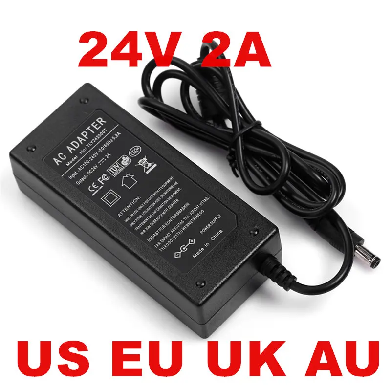 1PCS 48W 2A 24V Power Adapter 24V 2A 2000mA Power Supply Adapter 1PCS US EU UK AU plug AC line 1.2M AC-DC 100-240V
1PCS 48W 2A 24V Power Adapter 24V 2A 2000mA Power Supply Adapter 1PCS US EU UK AU plug AC line 1.2M AC-DC 100-240V